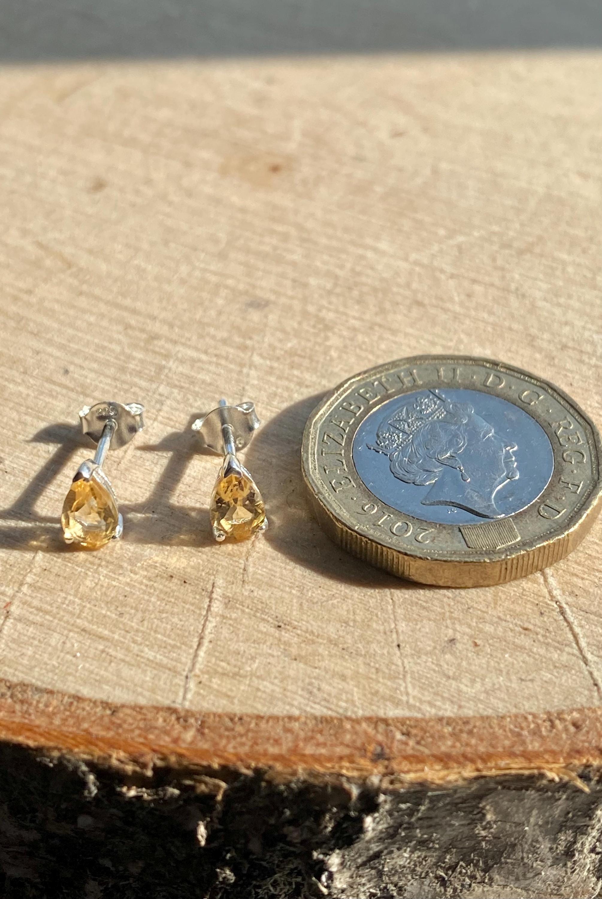 Natural Citrine Sterling Silver Studs