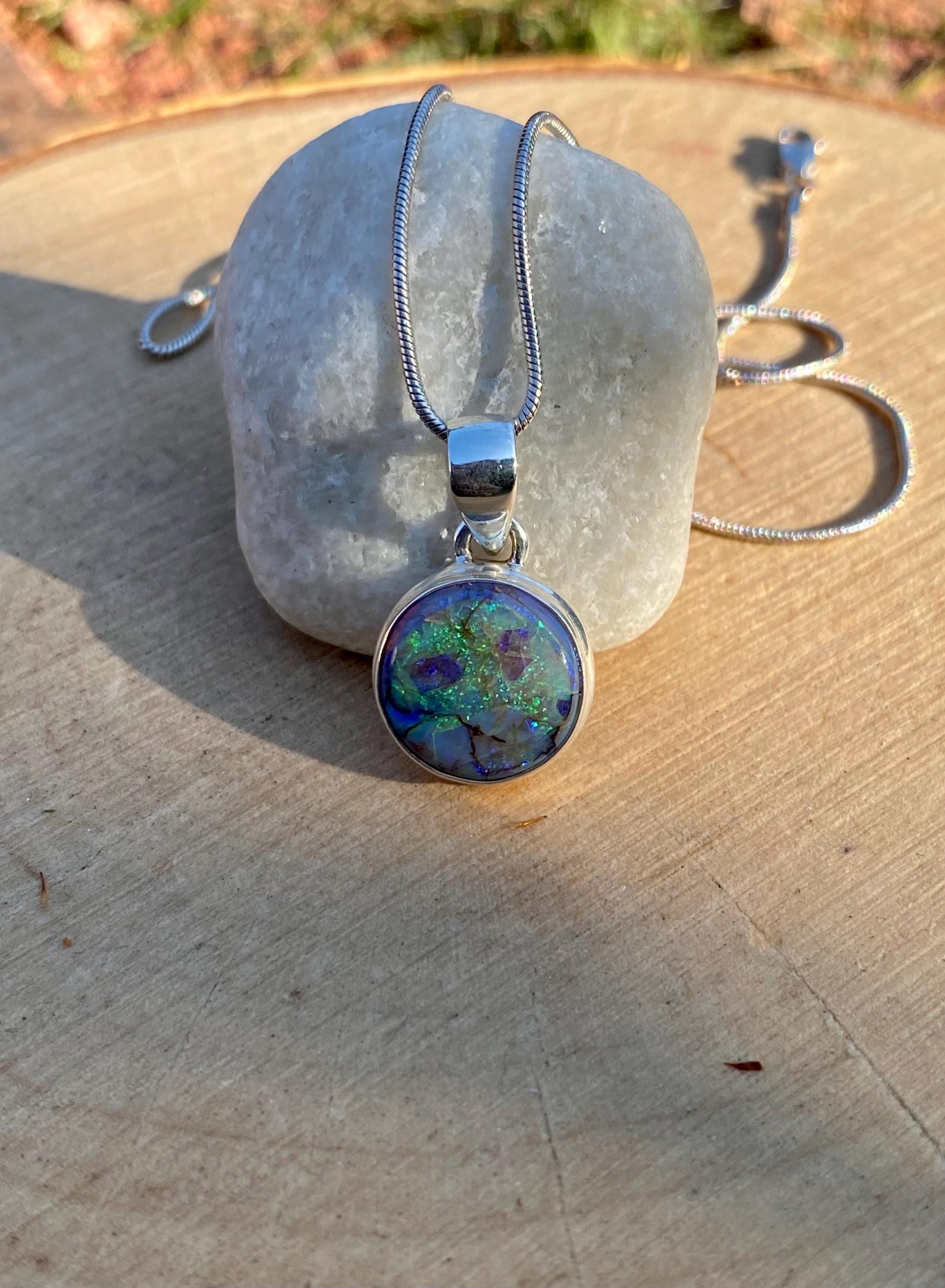 Sterling (Monarch) Opal and Silver Pendant