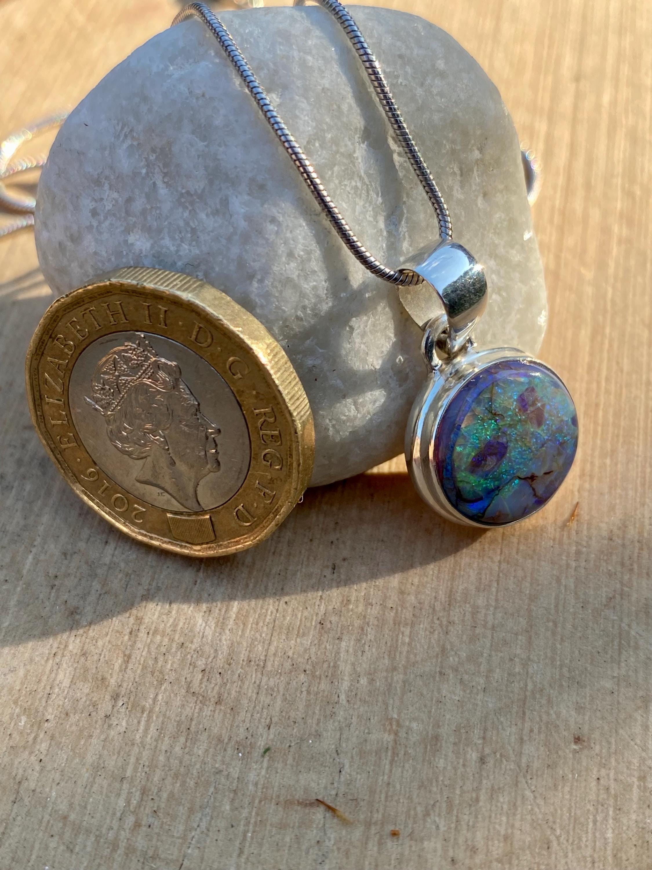 Sterling (Monarch) Opal and Silver Pendant