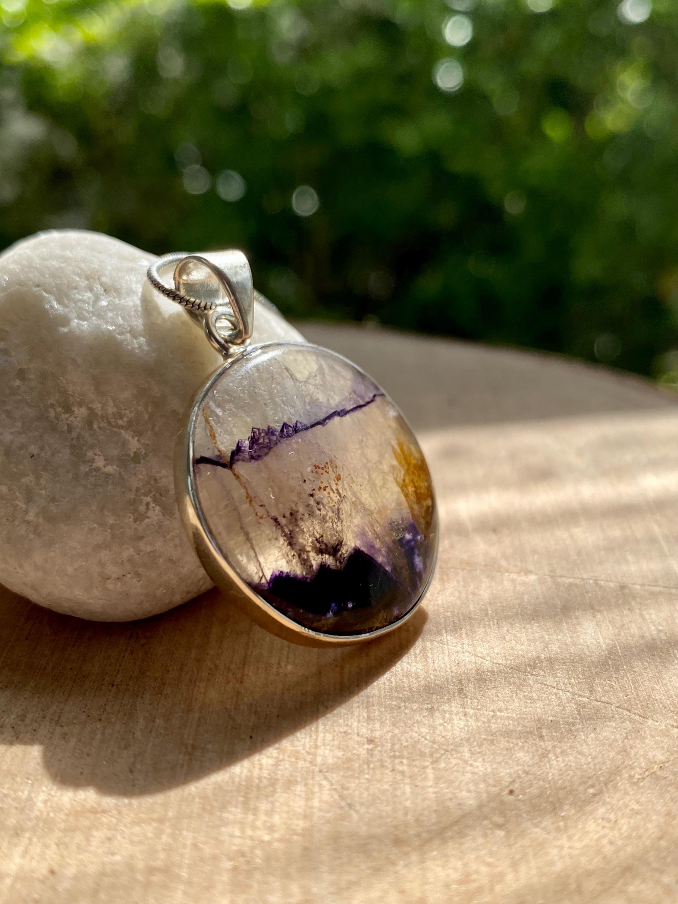 Blue John Silver Pendant - Extremely Rare