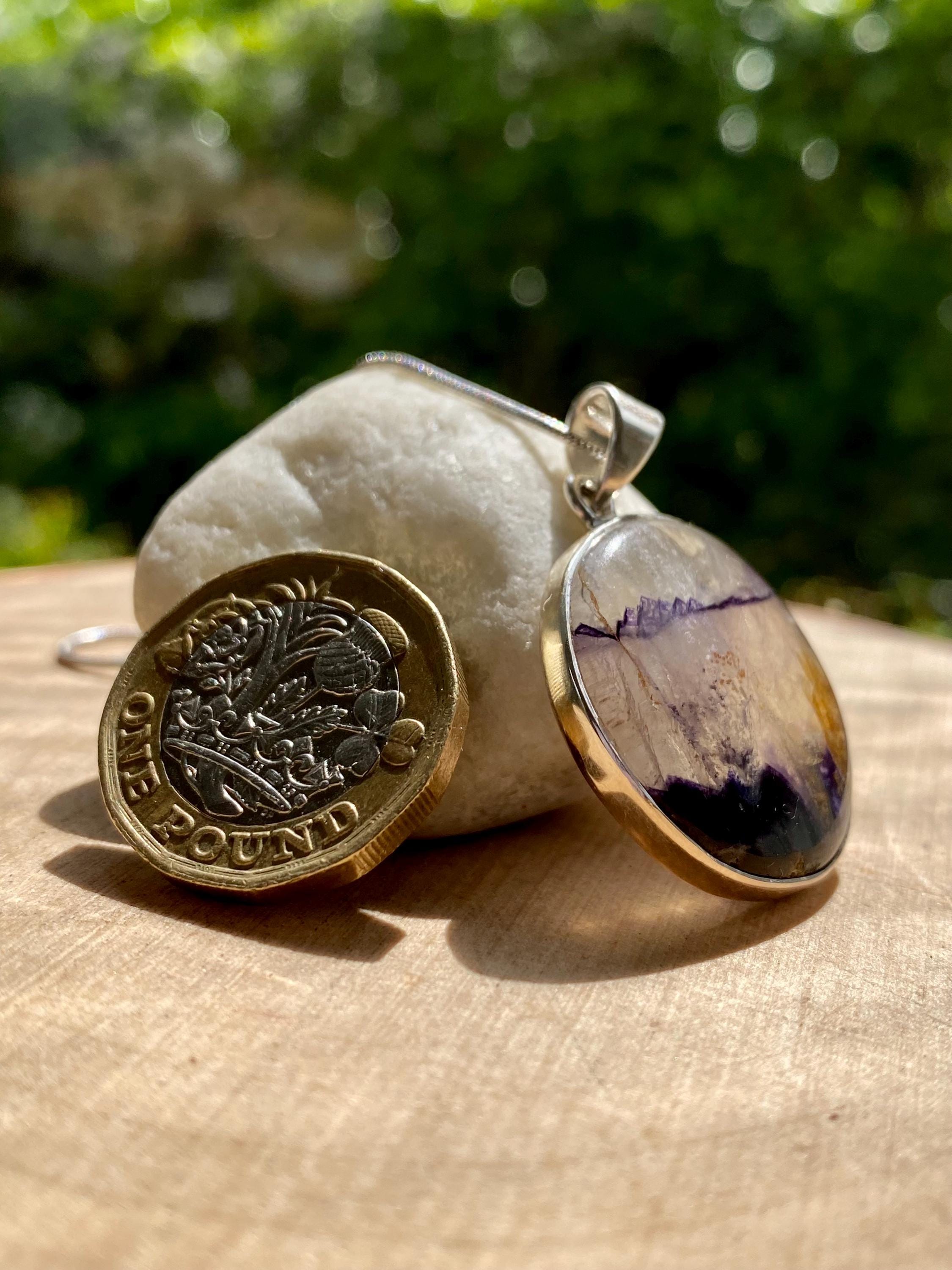 Blue John Silver Pendant - Extremely Rare