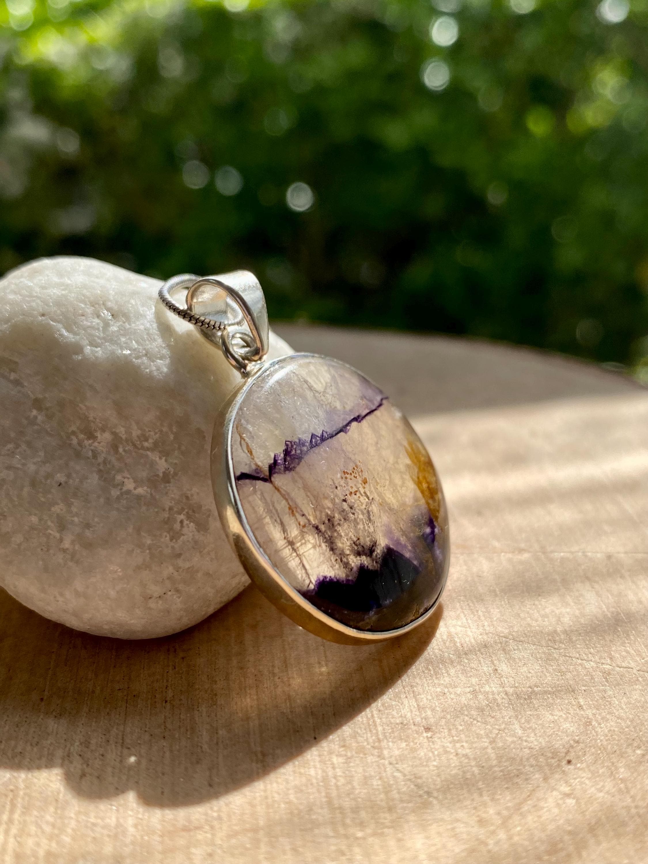 Blue John Silver Pendant - Extremely Rare