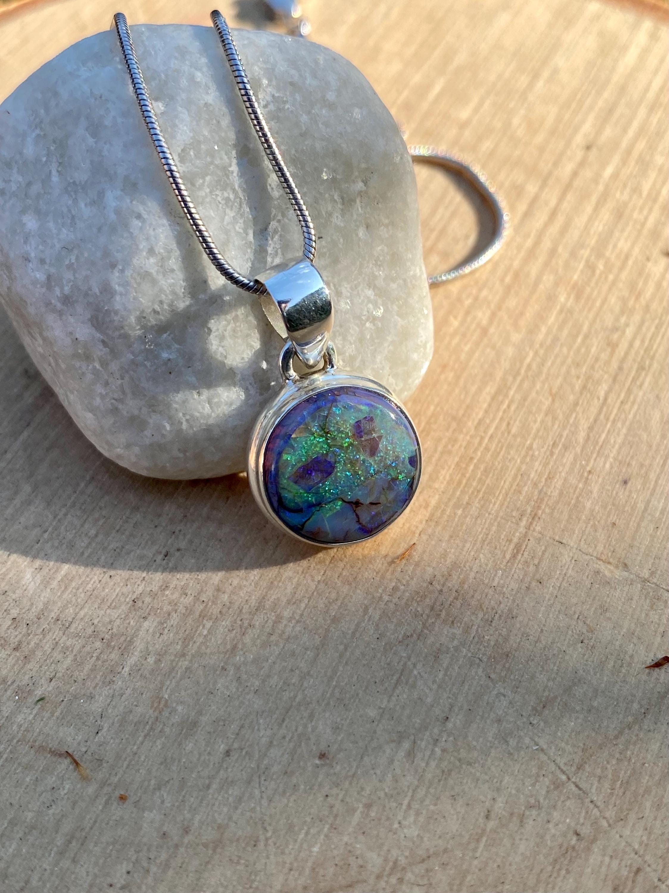 Sterling (Monarch) Opal and Silver Pendant