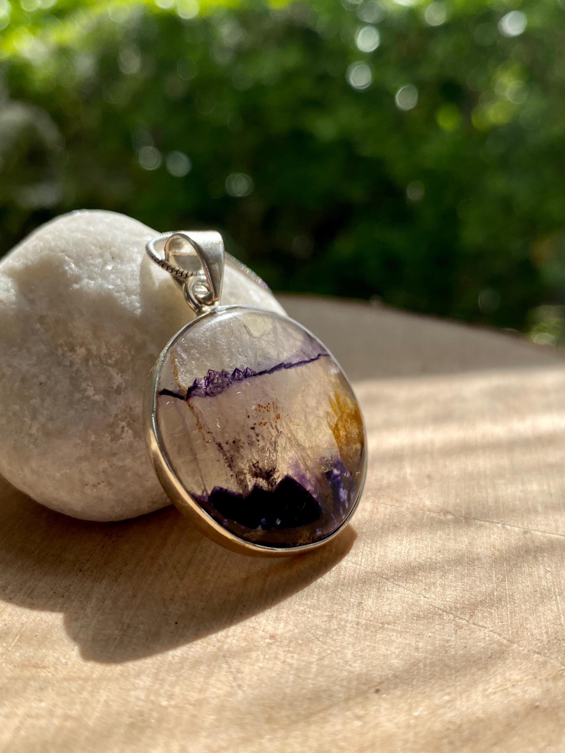 Blue John Silver Pendant - Extremely Rare