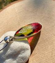 Watermelon Tourmaline Silver Teardrop Pendant (M1)