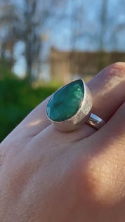 Raw Emerald and Silver Ring (F)