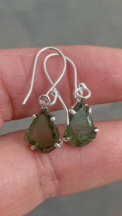 Green Apatite and 925 Silver Drop Earrings