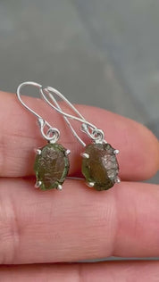 Green Apatite and 925 Silver Drop Earrings