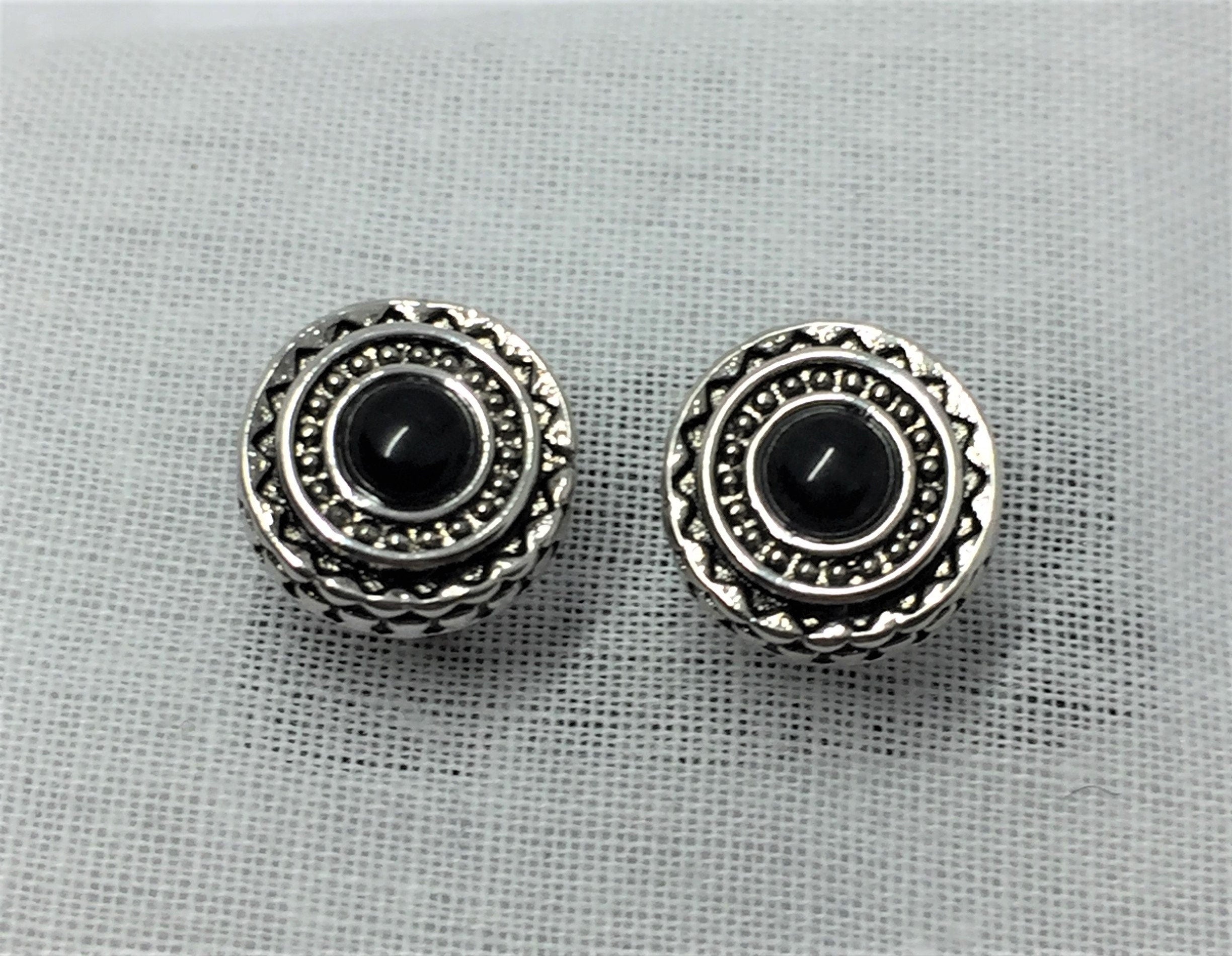 Black Tourmaline Stud Earrings, Round 10mm, Sterling Silver, Minimalist Gemstone Jewellery