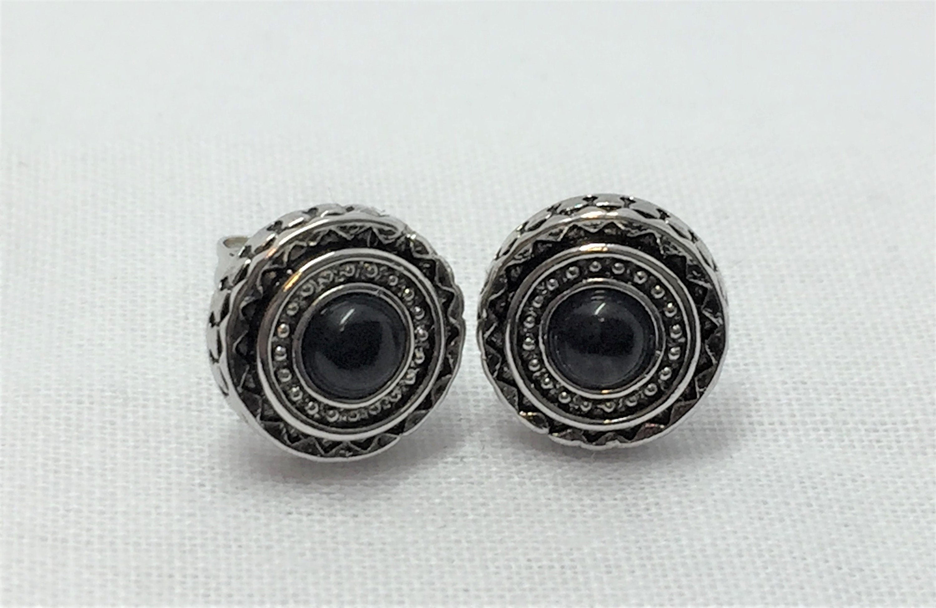 Black Tourmaline and Silver Studs.