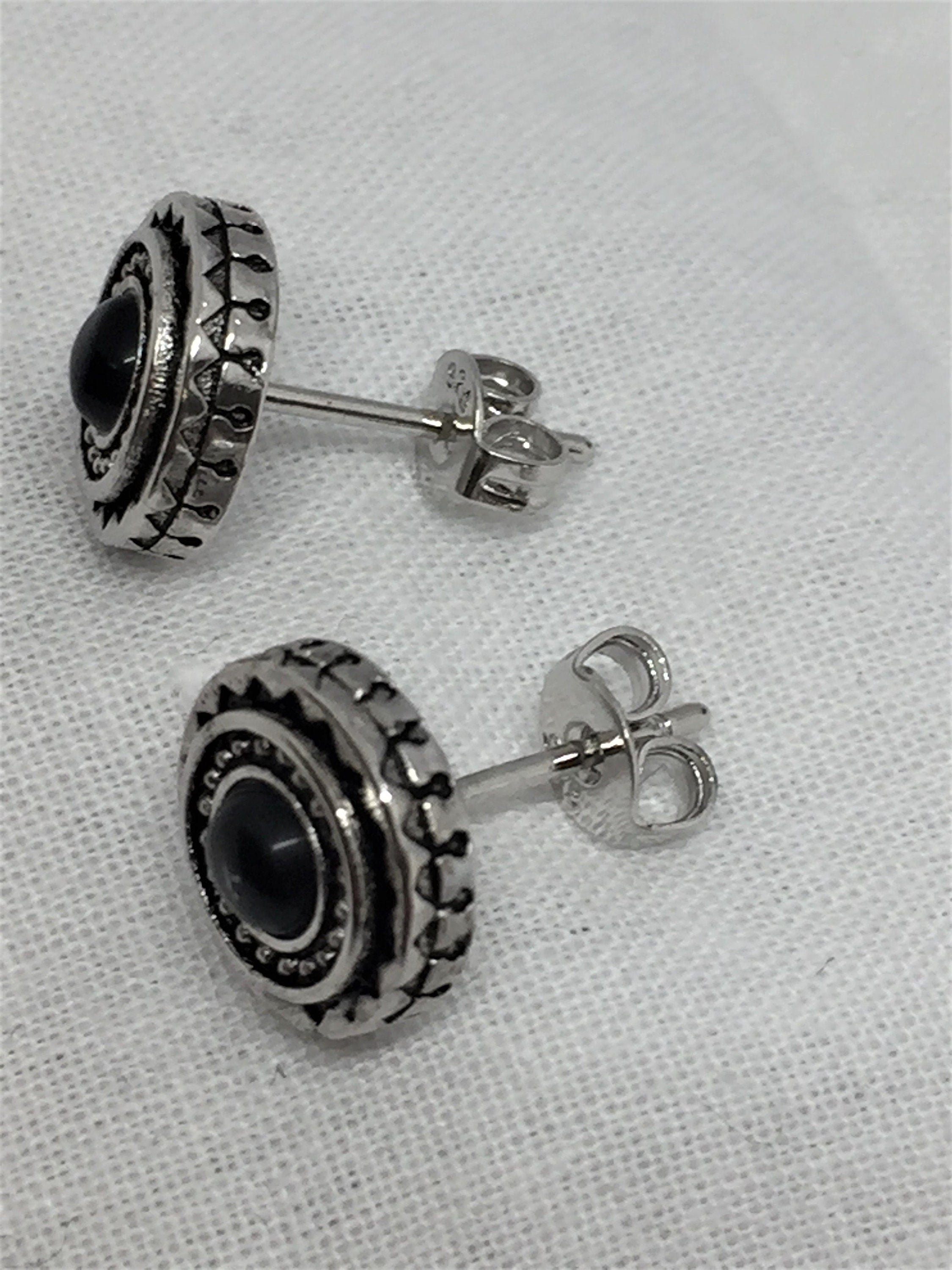 Black Tourmaline and Silver Studs.