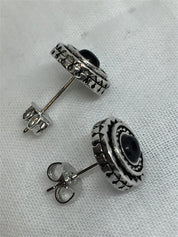 Black Tourmaline Stud Earrings, Round 10mm, Sterling Silver, Minimalist Gemstone Jewellery