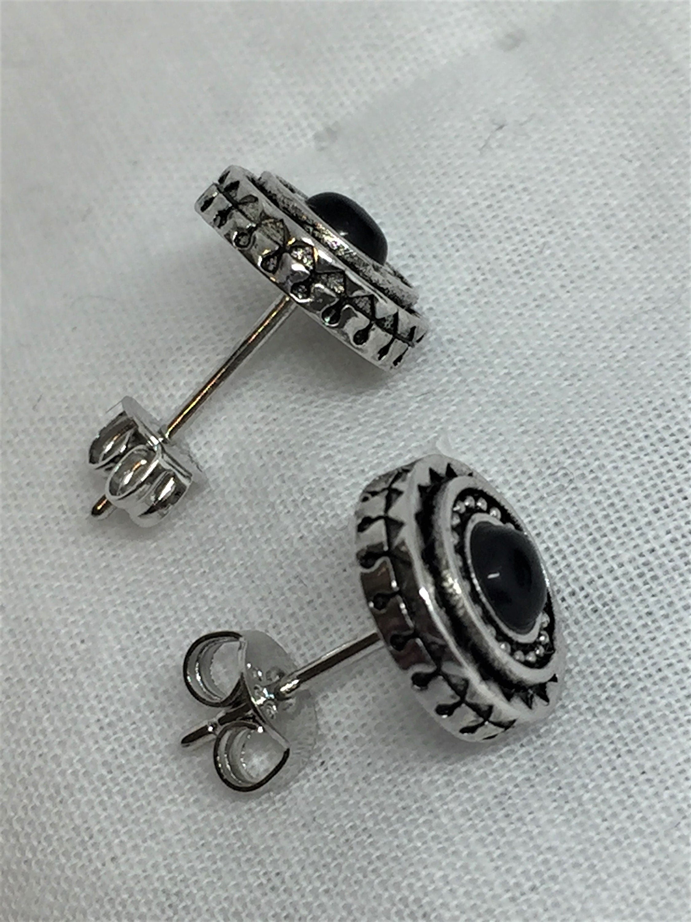 Black Tourmaline Stud Earrings, Round 10mm, Sterling Silver, Minimalist Gemstone Jewellery