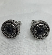 Black Tourmaline Stud Earrings, Round 10mm, Sterling Silver, Minimalist Gemstone Jewellery