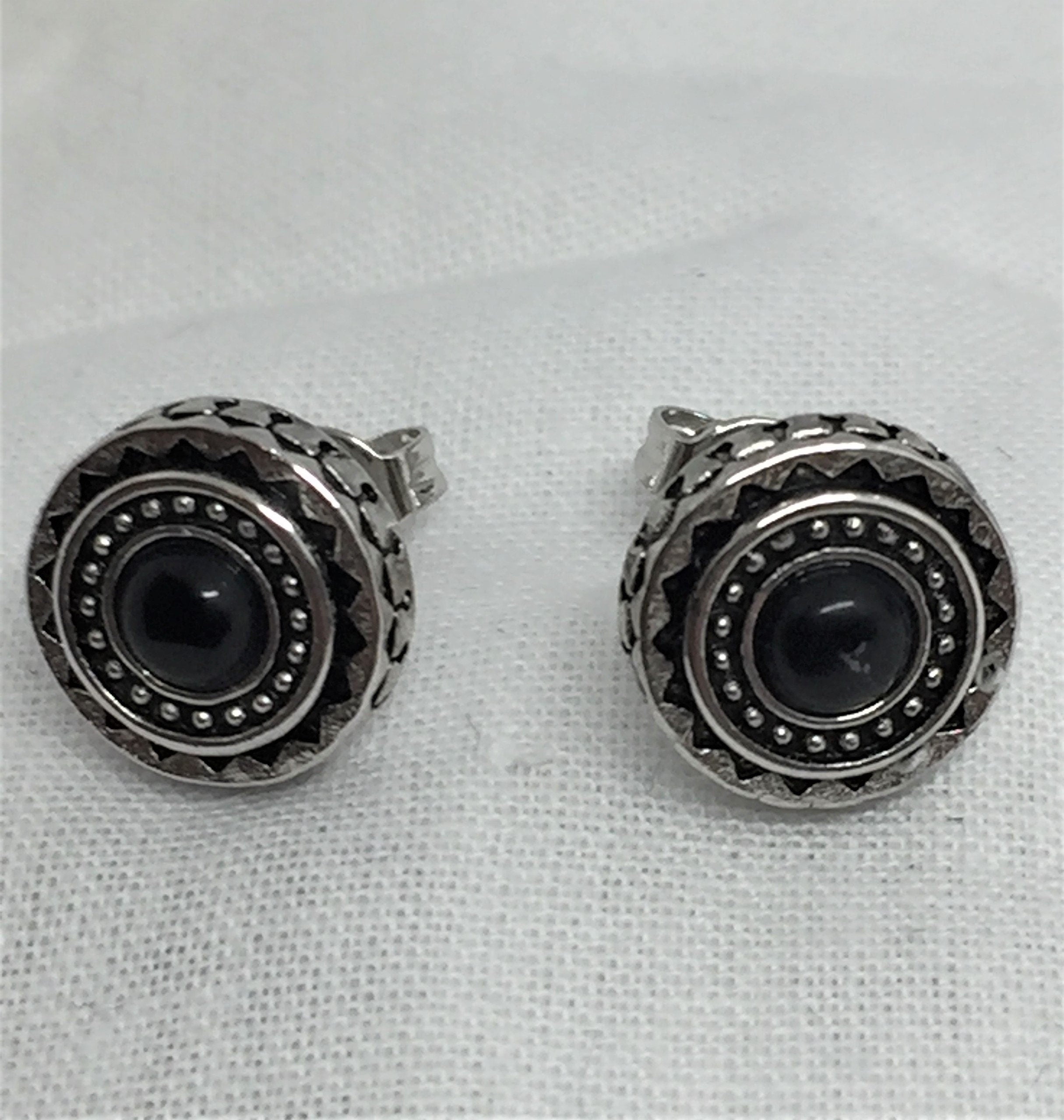 Black Tourmaline and Silver Studs.