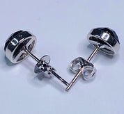 Polished Black Tourmaline and Silver Studs