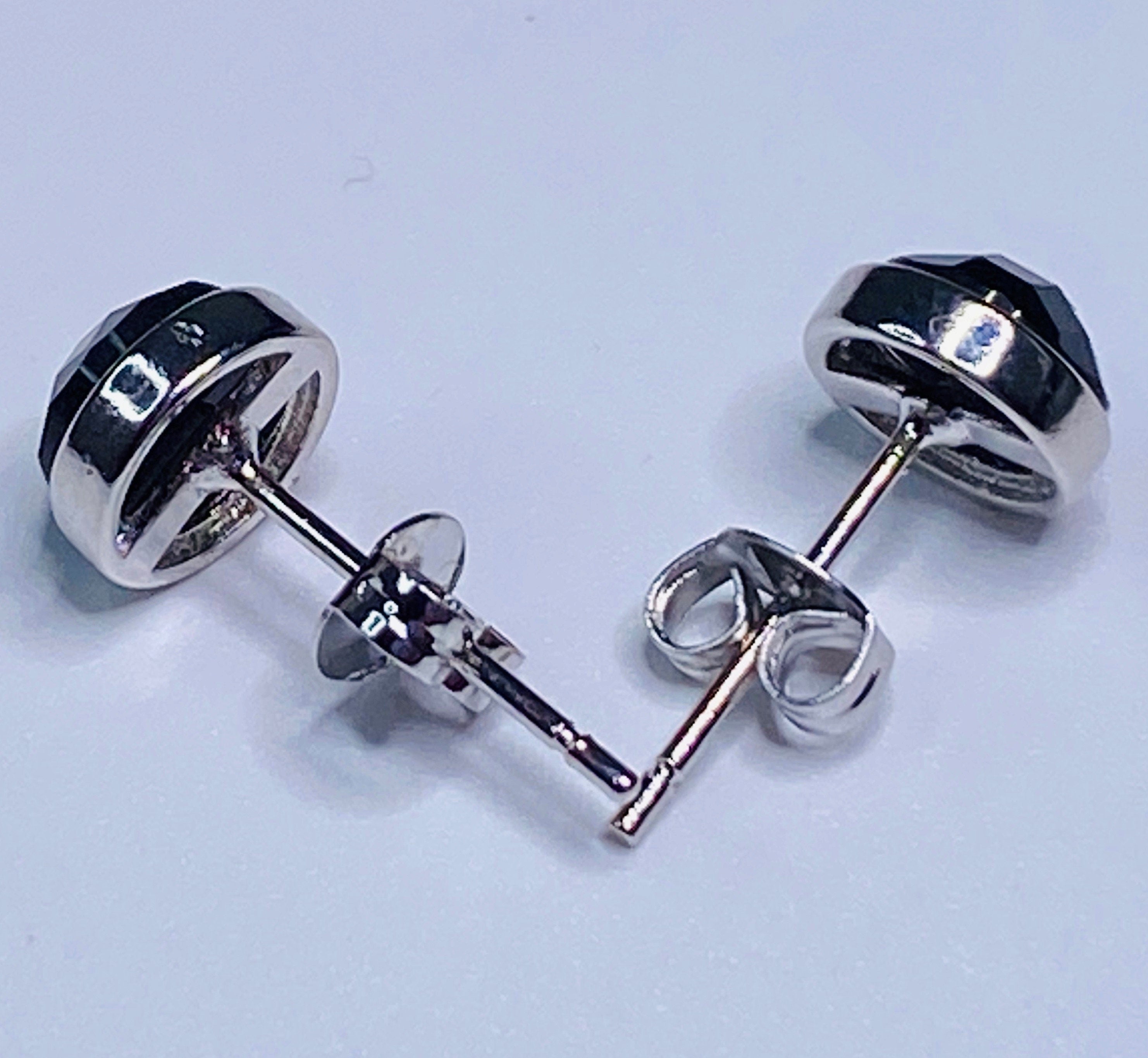 Polished Black Tourmaline and Silver Studs