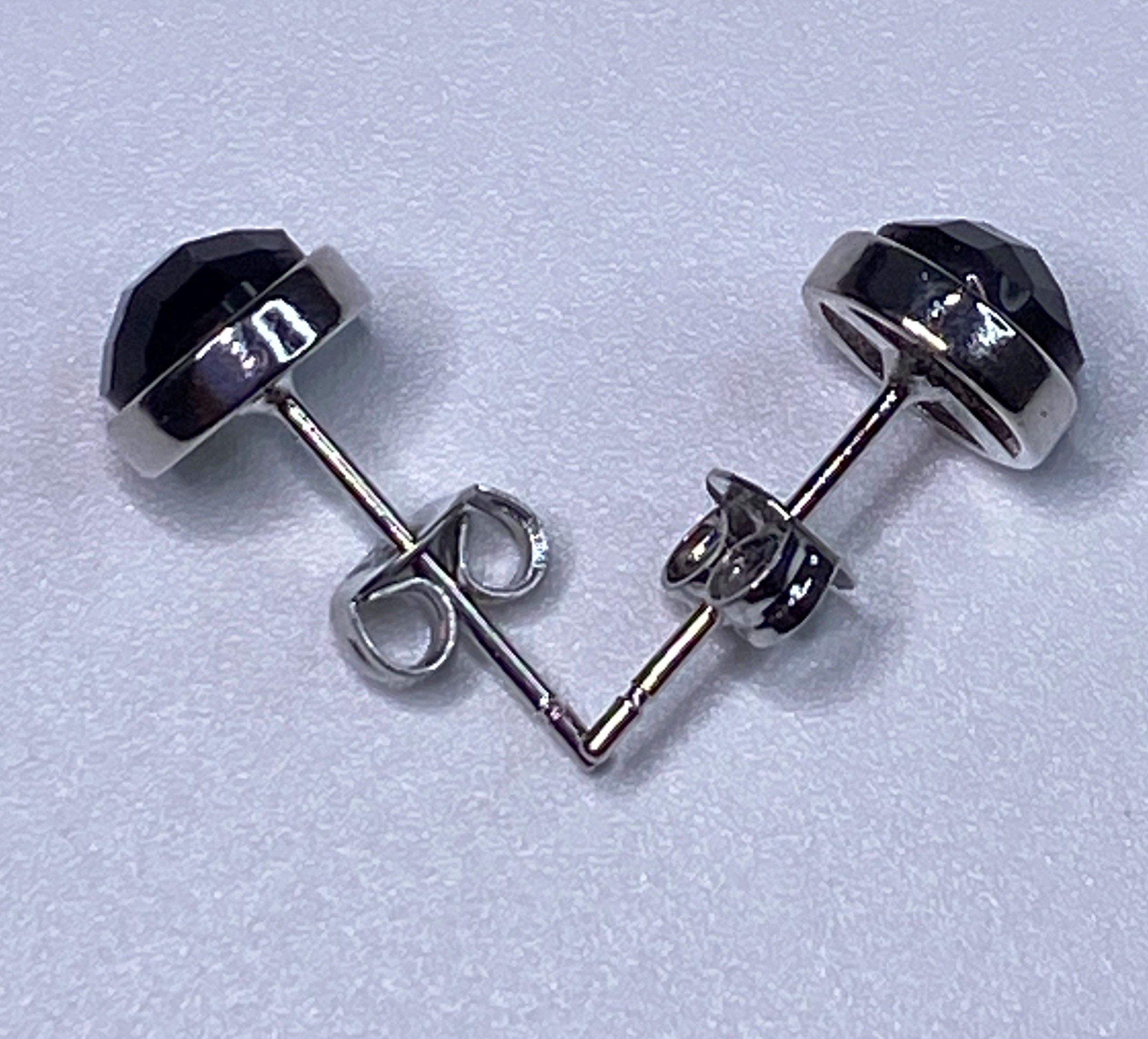 Polished Black Tourmaline and Silver Studs