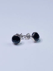 Polished Black Tourmaline Studs