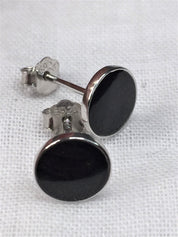 Black Tourmaline and Silver Studs (9mm)