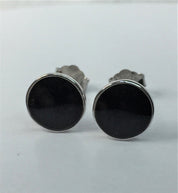 7mm Polished Black Tourmaline and Silver Studs (A+)