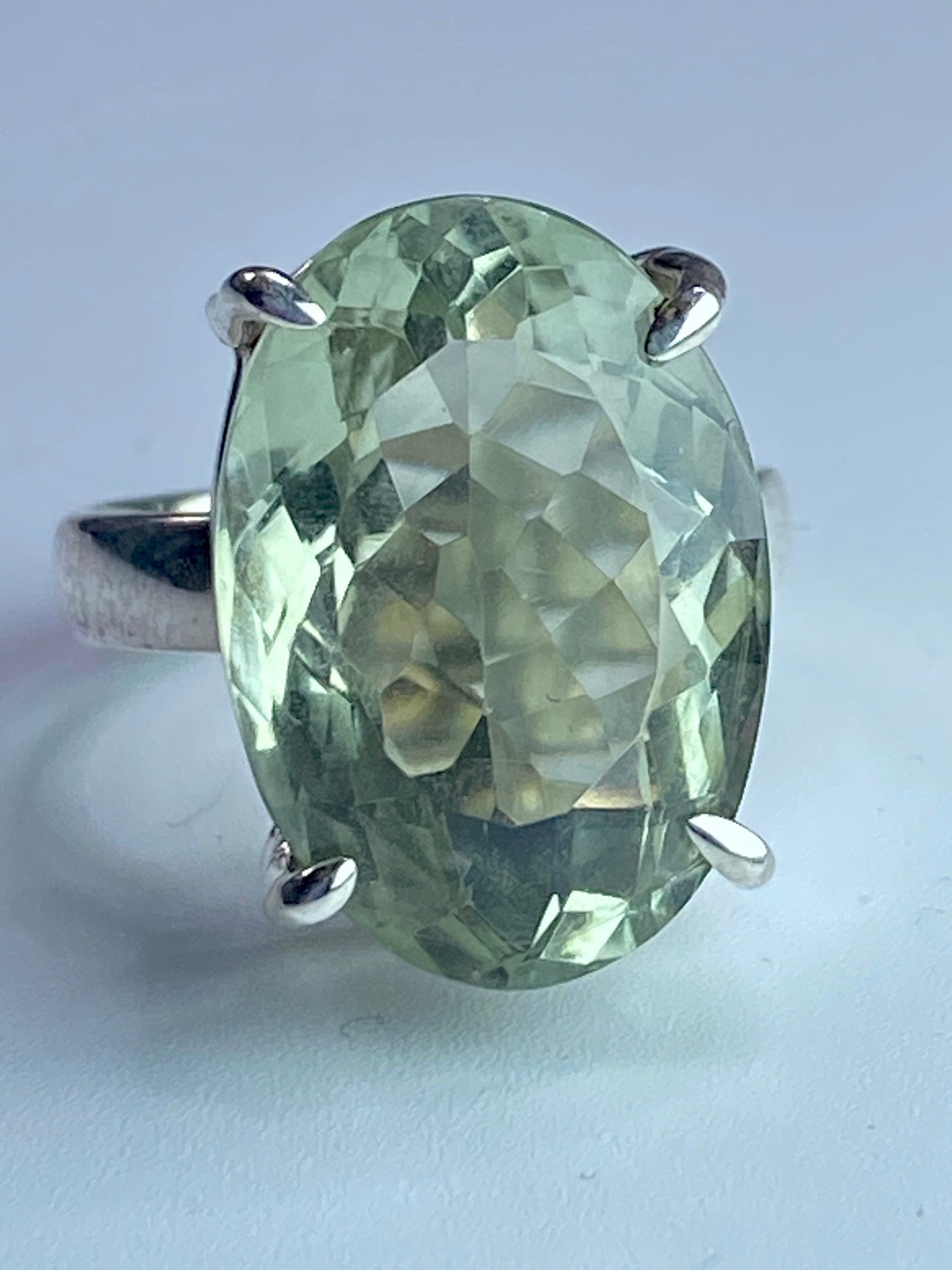 Green Amethyst (Prasiolite) and Silver Ring