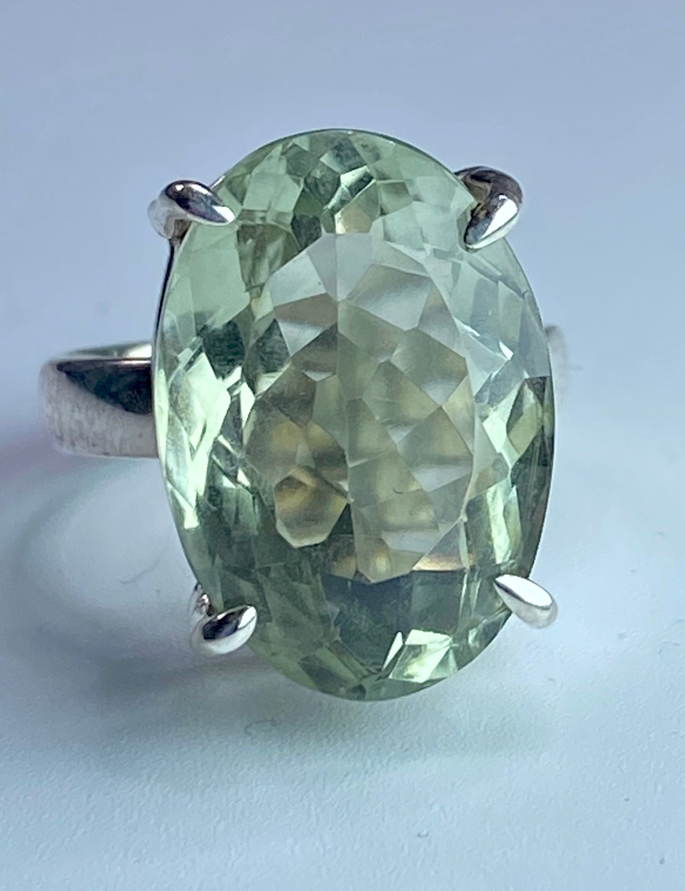 Green Amethyst (Prasiolite) and Silver Ring