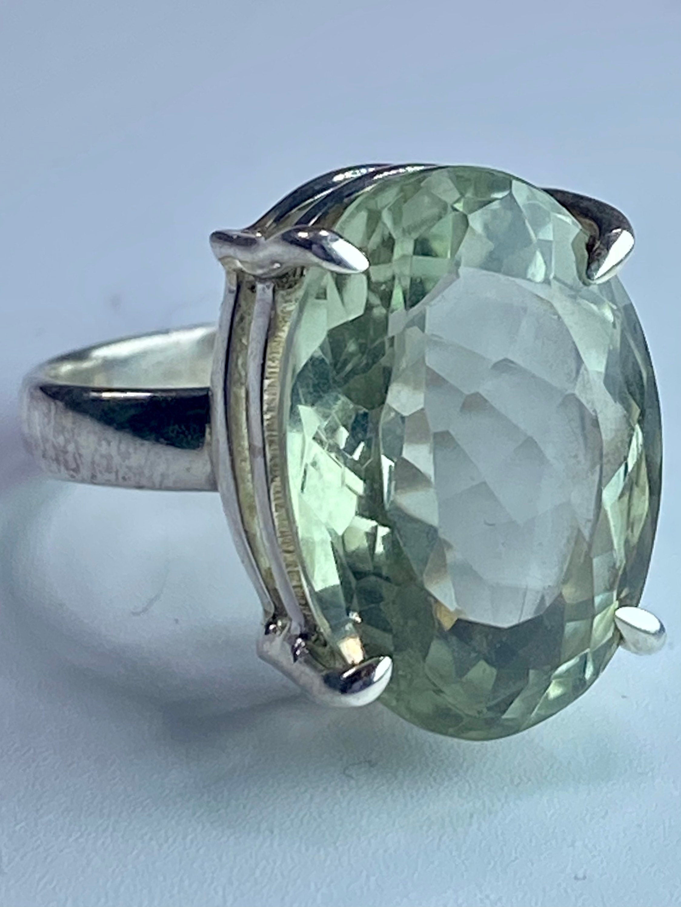 Green Amethyst (Prasiolite) and Silver Ring