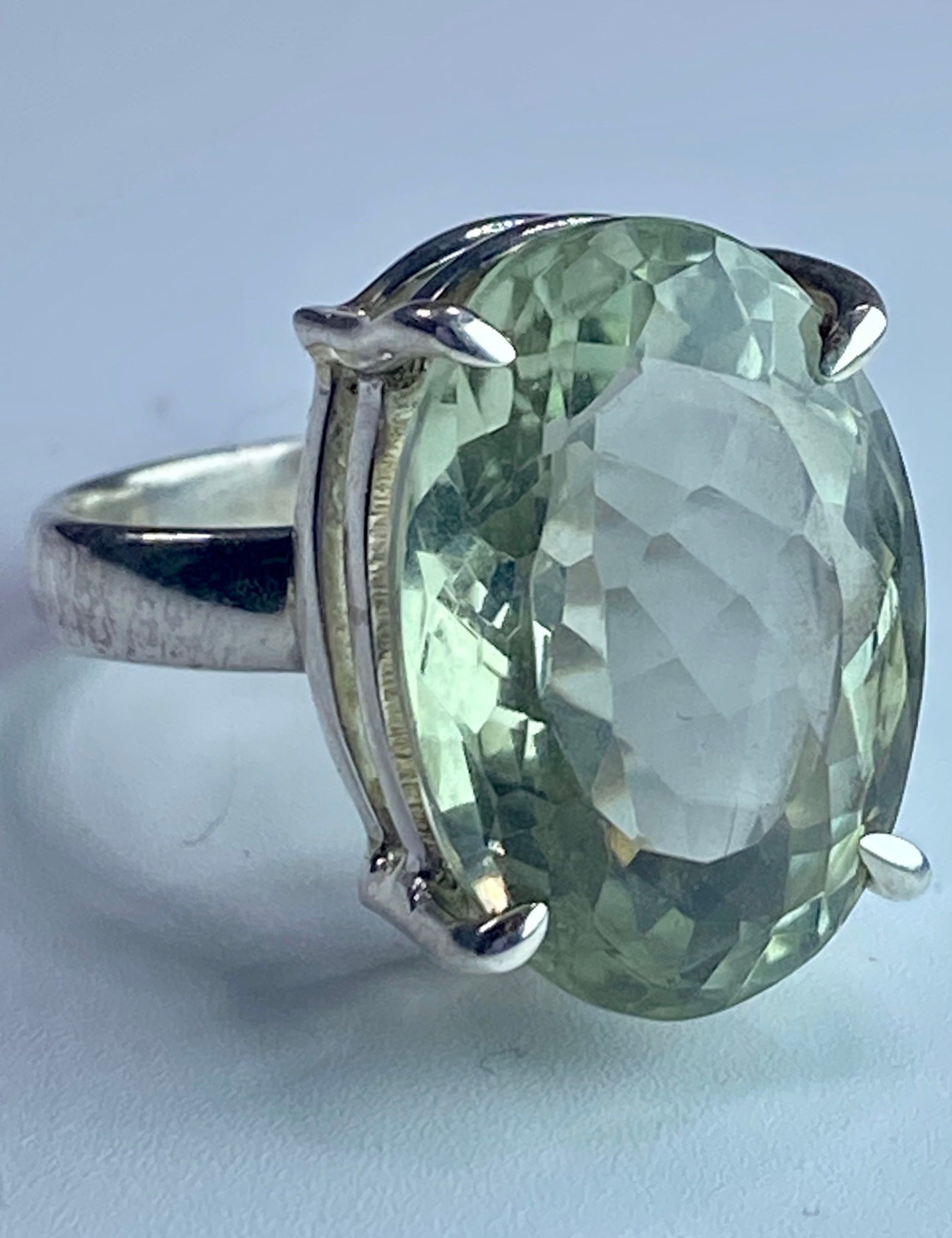 Green Amethyst (Prasiolite) and Silver Ring