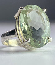 Green Amethyst (Prasiolite) and Silver Ring