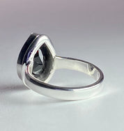 Black Polished Tourmaline Sterling Silver Ring