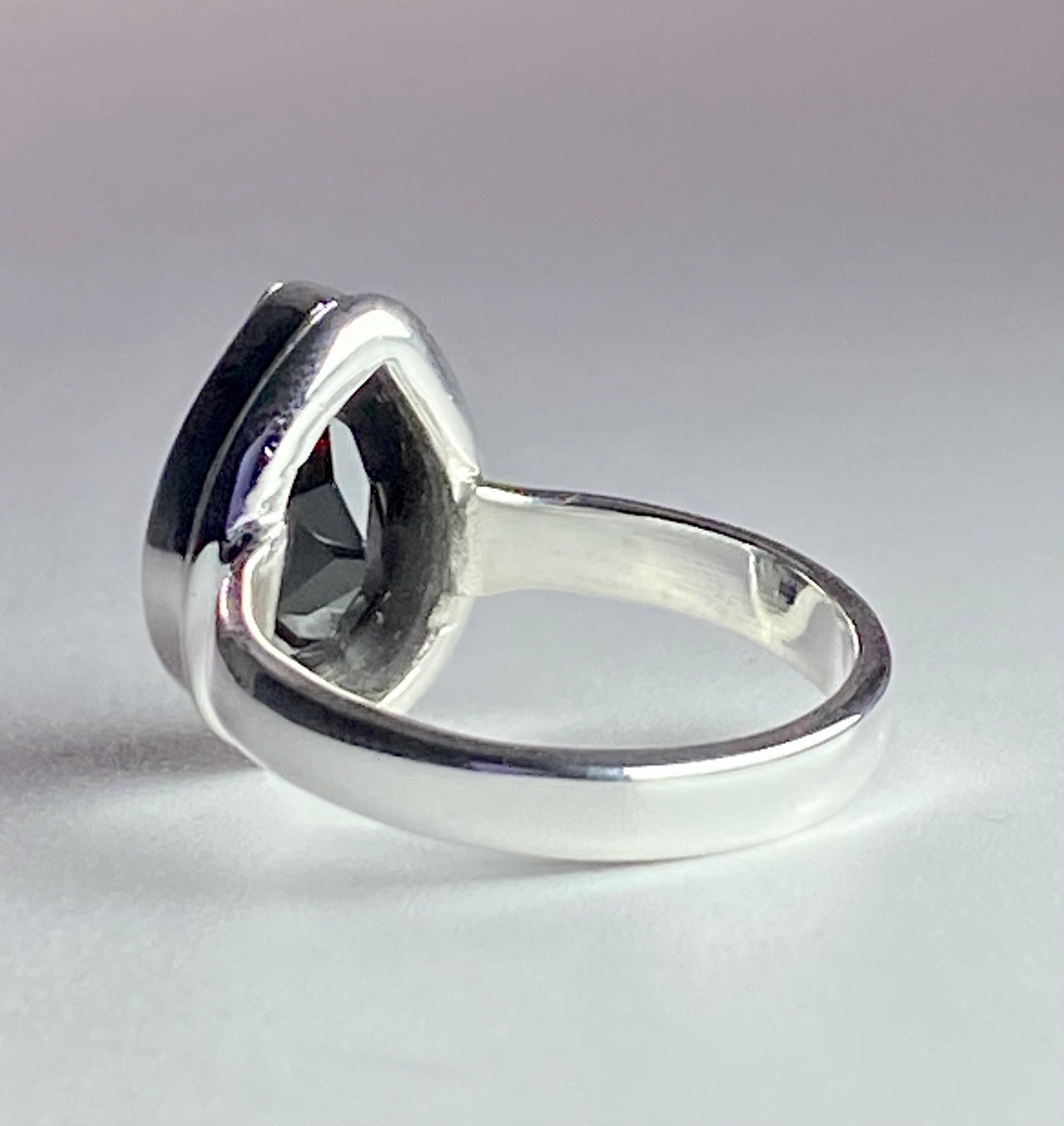 Black Polished Tourmaline Sterling Silver Ring