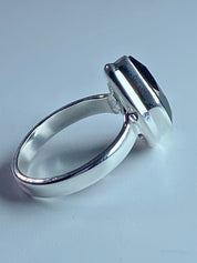 Black Polished Tourmaline Sterling Silver Ring