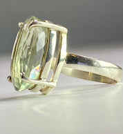 Green Amethyst (Prasiolite) and Silver Ring