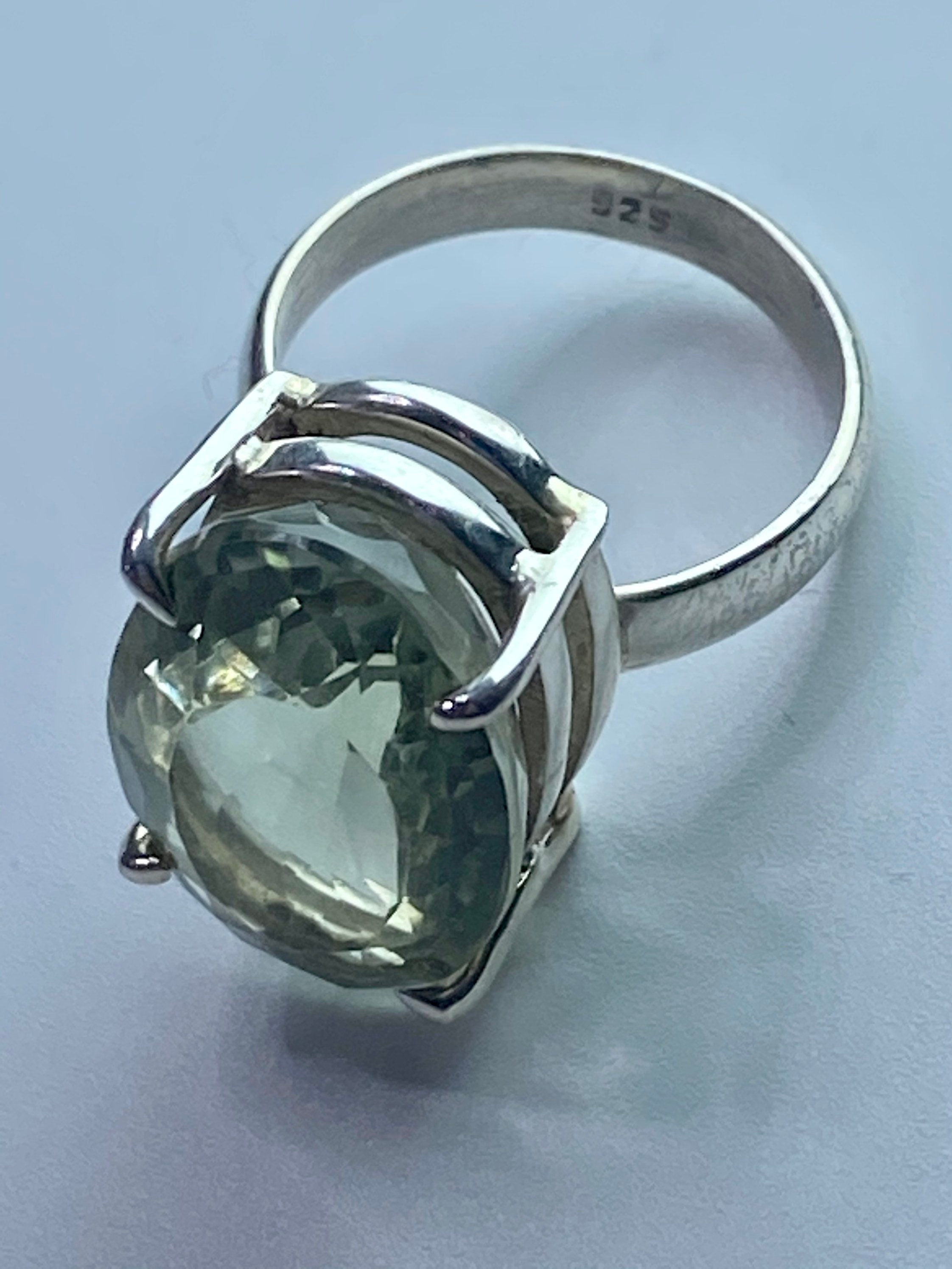 Green Amethyst (Prasiolite) and Silver Ring