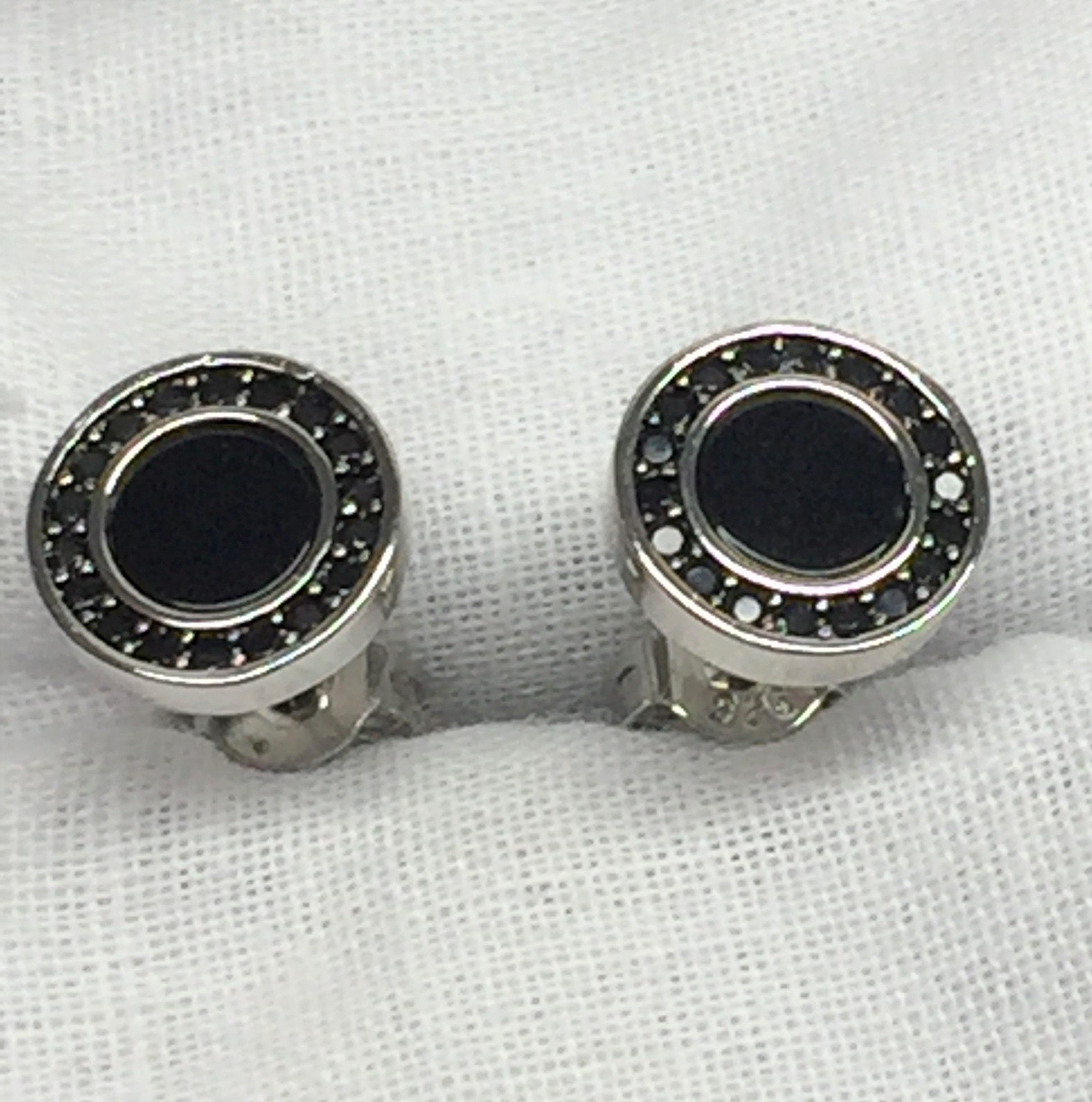 Polished Black Tourmaline and Silver Studs (A+)