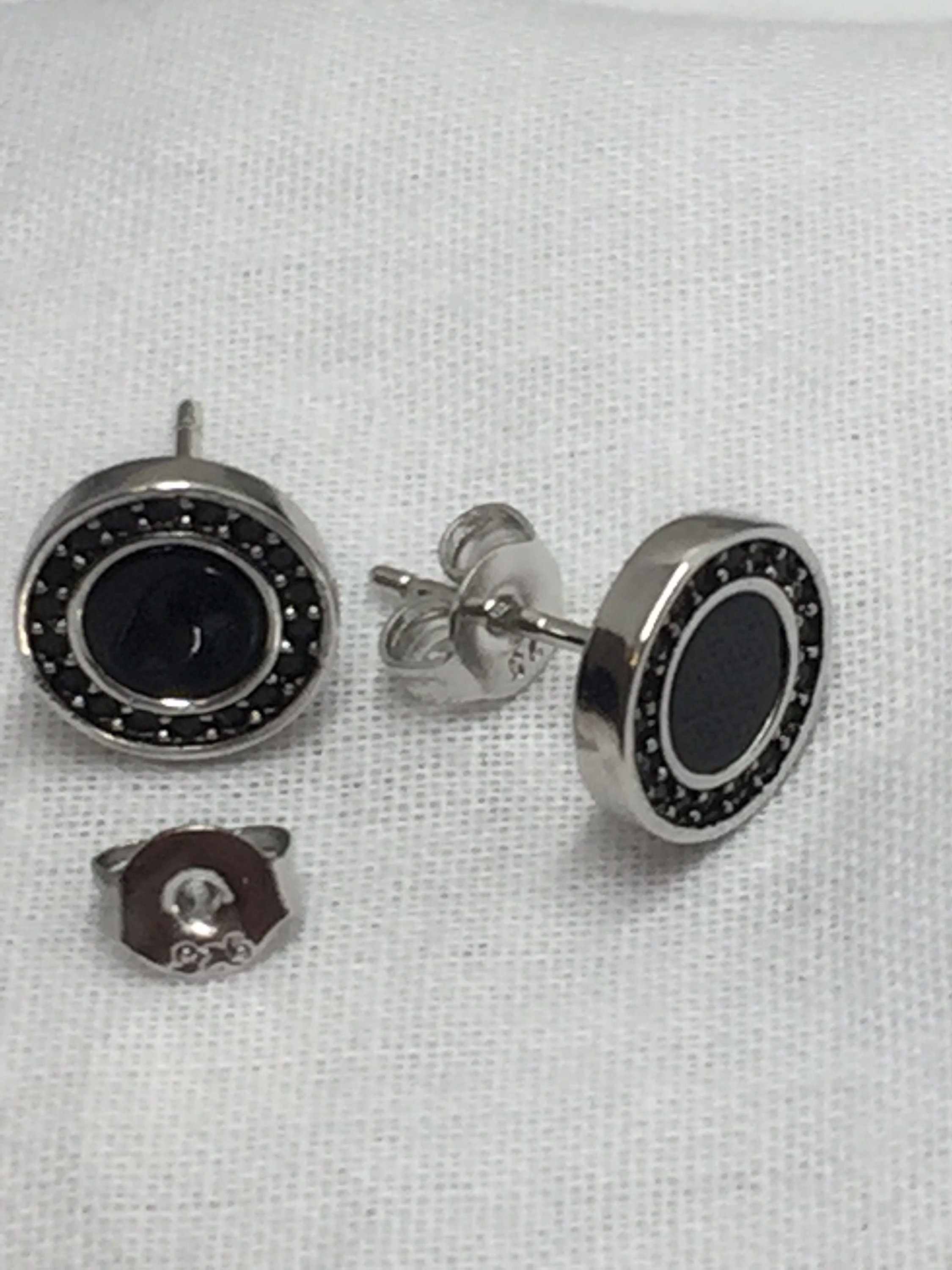 Polished Black Tourmaline and Silver Studs (A+)
