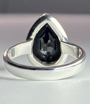 Black Polished Tourmaline Sterling Silver Ring