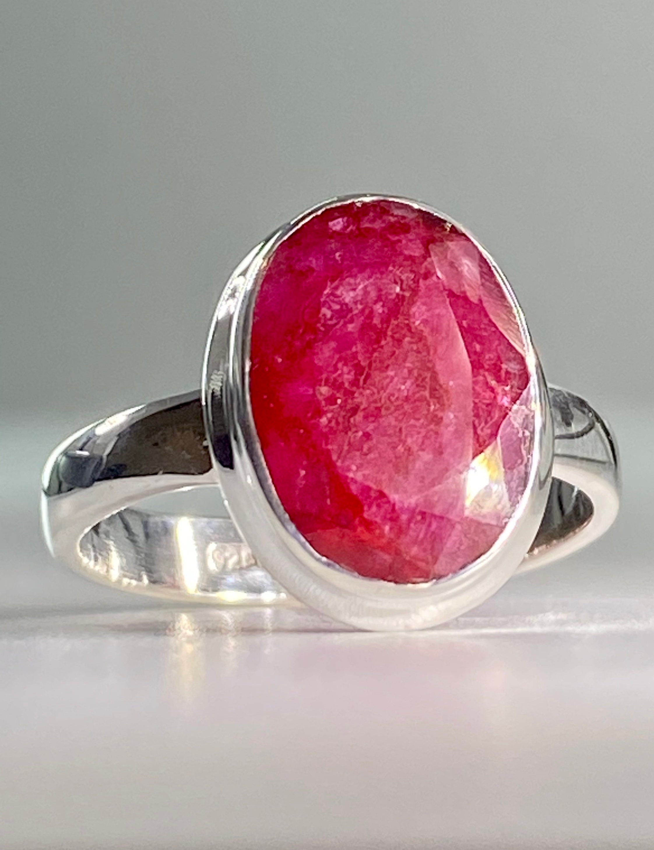 Raw Ruby and Silver Ring(L)