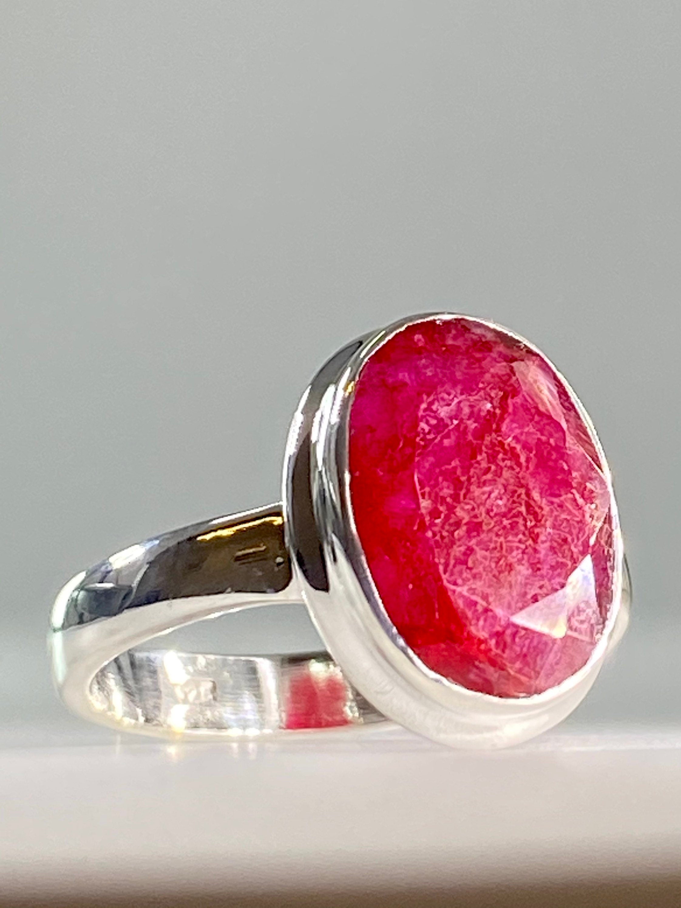 Raw Ruby and Silver Ring(L)