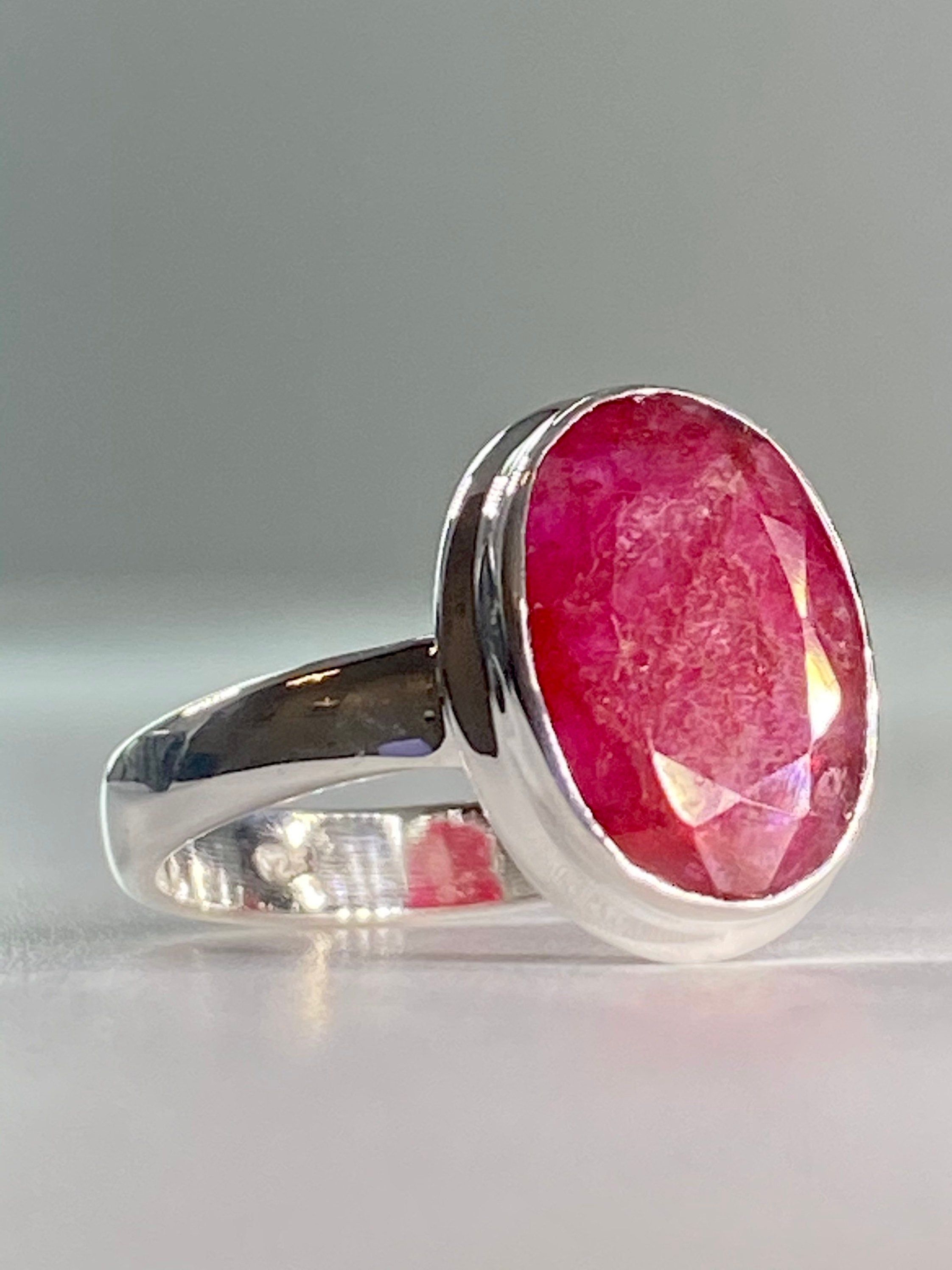 Raw Ruby and Silver Ring(L)