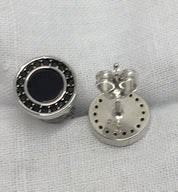 Polished Black Tourmaline and Silver Studs (A+)