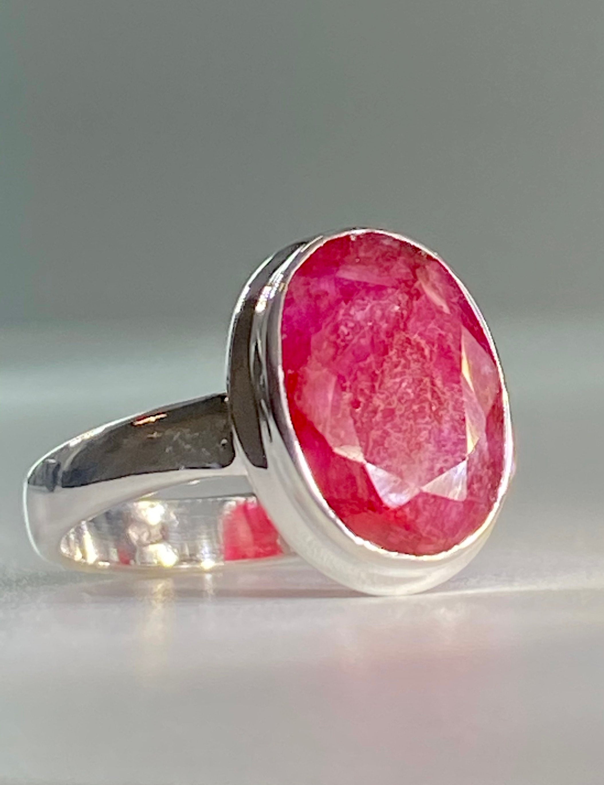 Raw Ruby and Silver Ring(L)