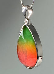 Watermelon Tourmaline and Silver Pendant