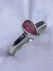 Tourmaline Pink 925 Silver Teardrop Ring