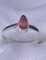 Tourmaline Pink 925 Silver Teardrop Ring