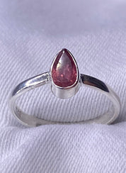 Tourmaline Pink 925 Silver Teardrop Ring