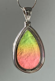 Watermelon Tourmaline Pendant Teardrop Sterling Silver