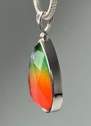 Watermelon Tourmaline and Silver Pendant