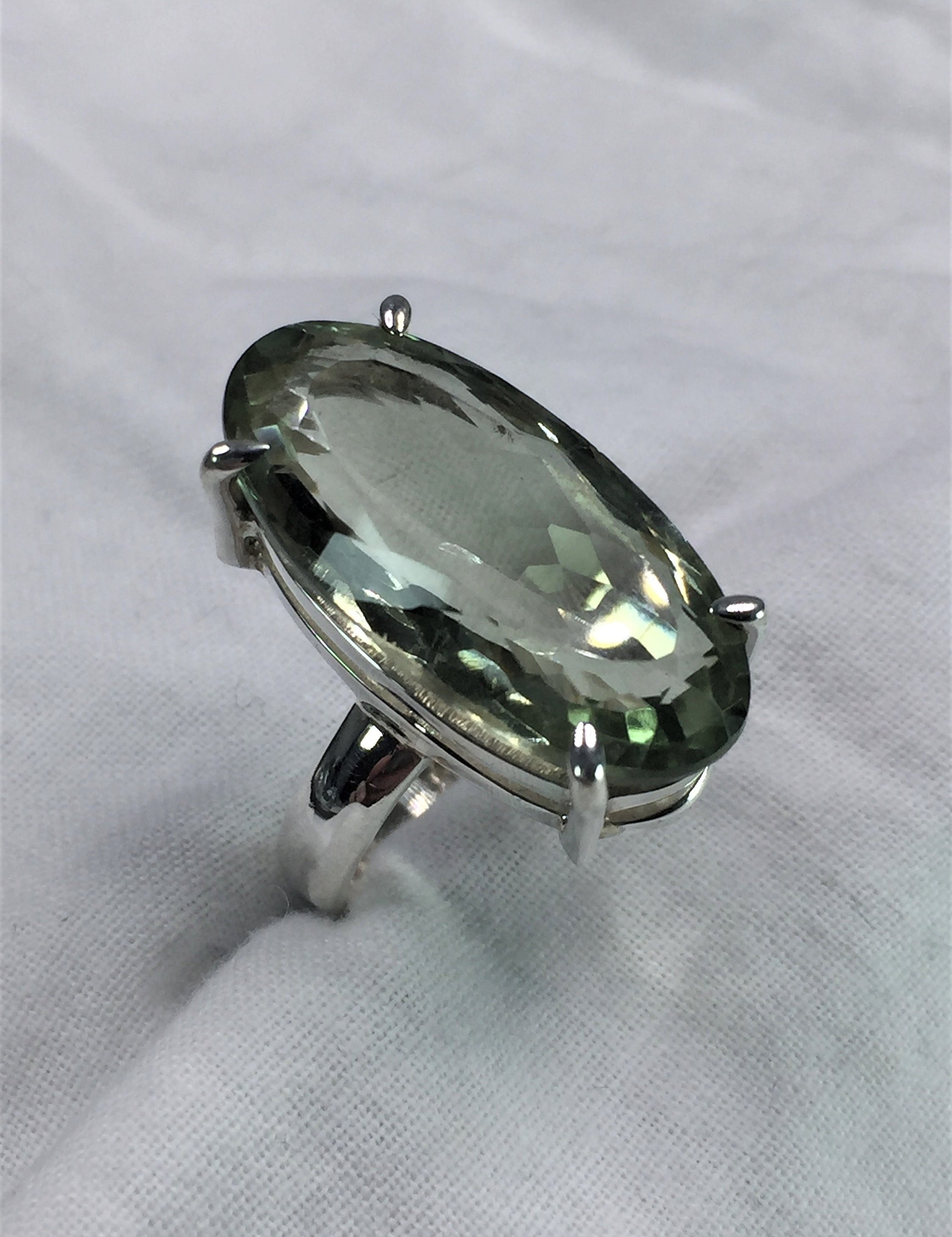 Green Amethyst (Prasiolite) and Silver Ring